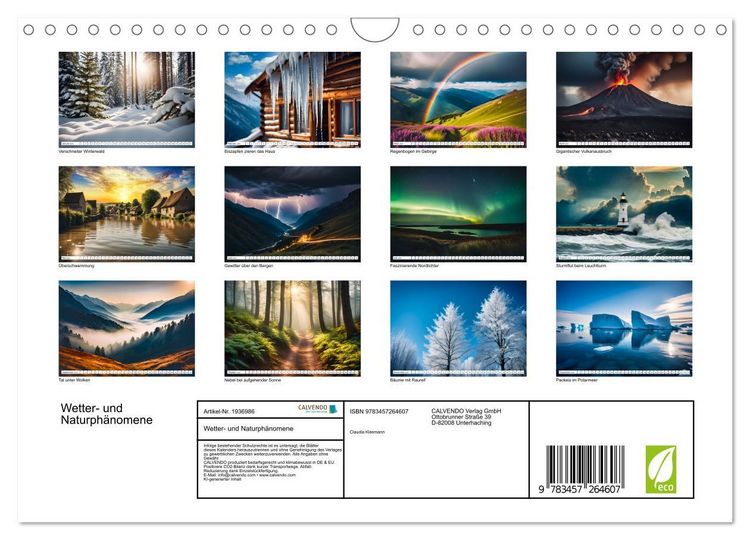 Produktbild: Wetter- und Naturph&auml;nomene (Wandkalender 2026 DIN A4 quer), CALVENDO Monatskalender
