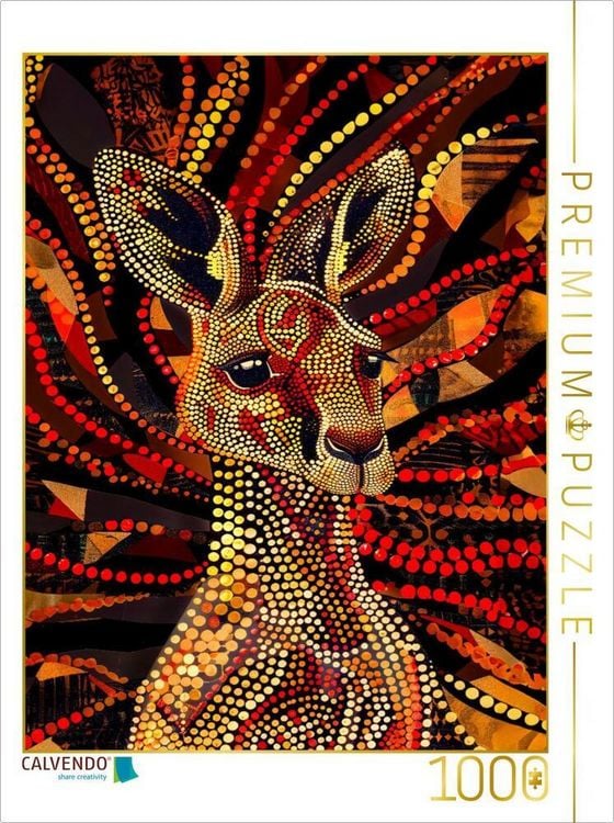 Produktbild: CALVENDO Puzzle K&auml;nguru im Stile der Aborigine-Kunst | 1000 Teile Lege-Gr&ouml;&szlig;e 64x48cm Foto-Puzzle f&uuml;r gl&uuml;ckliche Stunden
