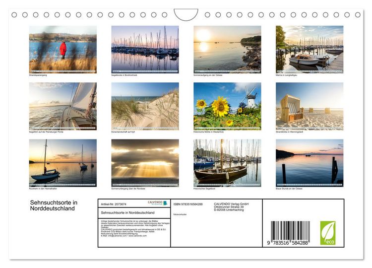 Produktbild: Sehnsuchtsorte in Norddeutschland (Wandkalender 2026 DIN A4 quer), CALVENDO Monatskalender