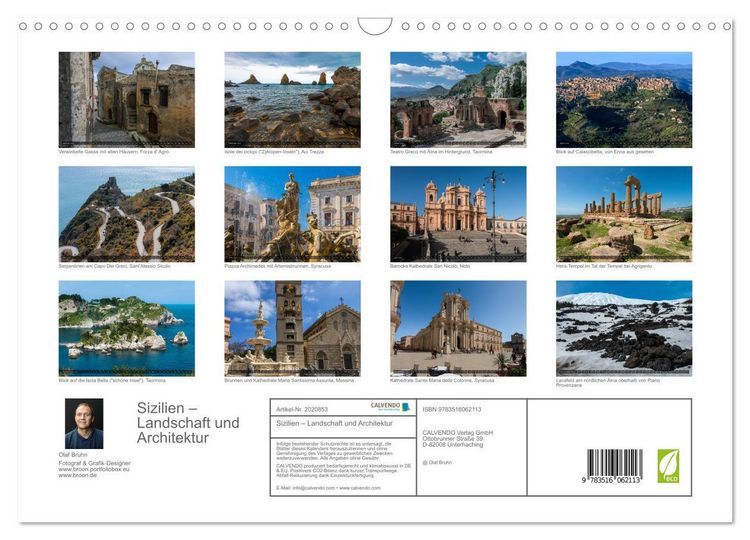 Produktbild: Sizilien &ndash; Landschaft und Architektur (Wandkalender 2026 DIN A3 quer), CALVENDO Monatskalender