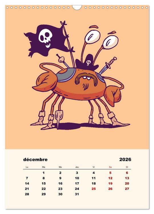 Produktbild: Les petits animaux pirates (Calendrier mural 2026 DIN A3 horizontal), CALVENDO calendrier mensuel