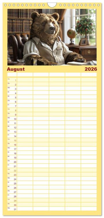 Produktbild: Familienplaner 2026 - B&auml;ren im B&uuml;ro mit 5 Spalten (Wandkalender, 21 x 45 cm) CALVENDO