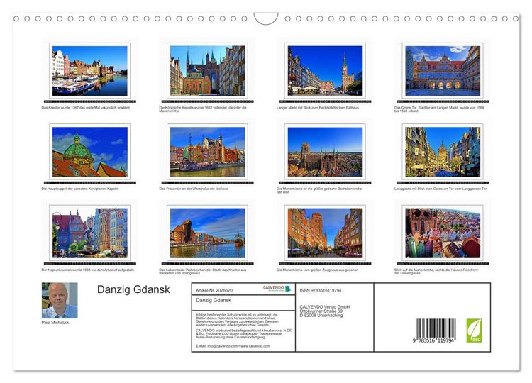Produktbild: Danzig Gdansk (Wandkalender 2026 DIN A3 quer), CALVENDO Monatskalender