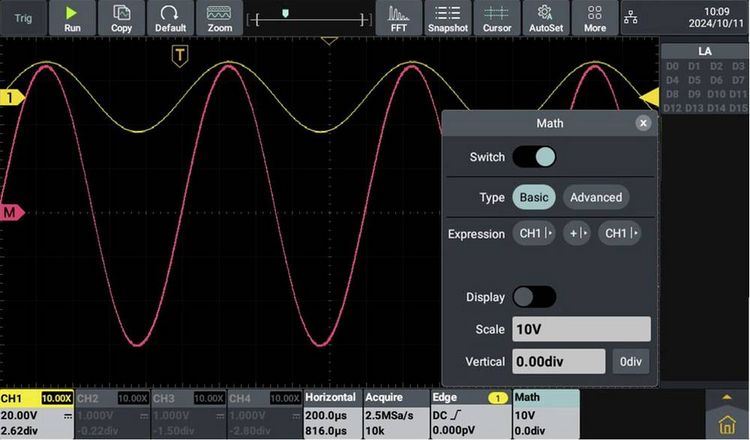 Produktbild: VOLTCRAFT DOV1254 LA Digital-Oszilloskop 125 MHz 4-Kanal 1.25 GSa/s 100 Mpts 12 Bit Digital-Speicher (DSO), Logic-Analyser 1 St.