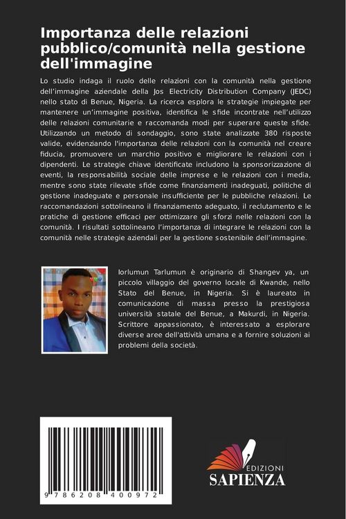 Produktbild: Importanza delle relazioni pubblico/comunit&agrave; nella gestione dell'immagine