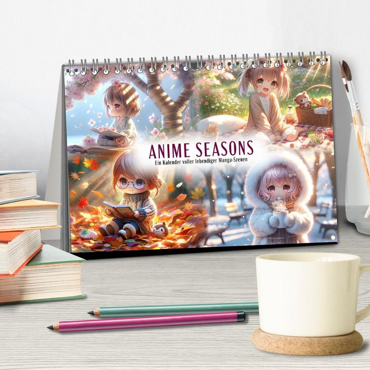 Produktbild: Anime Seasons: Ein Kalender voller lebendiger Manga-Szenen (Tischkalender 2026 DIN A5 quer), CALVENDO Monatskalender