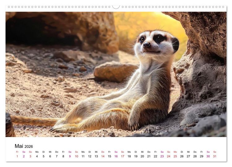 Produktbild: Erdm&auml;nnchen - klein, frech, neugierig (hochwertiger Premium Wandkalender 2026 DIN A2 quer), Kunstdruck in Hochglanz