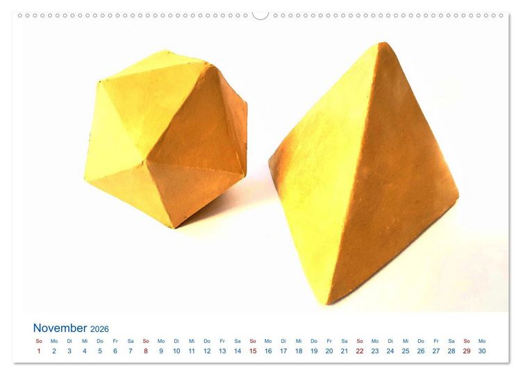 Produktbild: Formvollendete Symmetrie - Die platonischen K&ouml;rper modelliert mit Ton (Wandkalender 2026 DIN A2 quer), CALVENDO Monatskalender