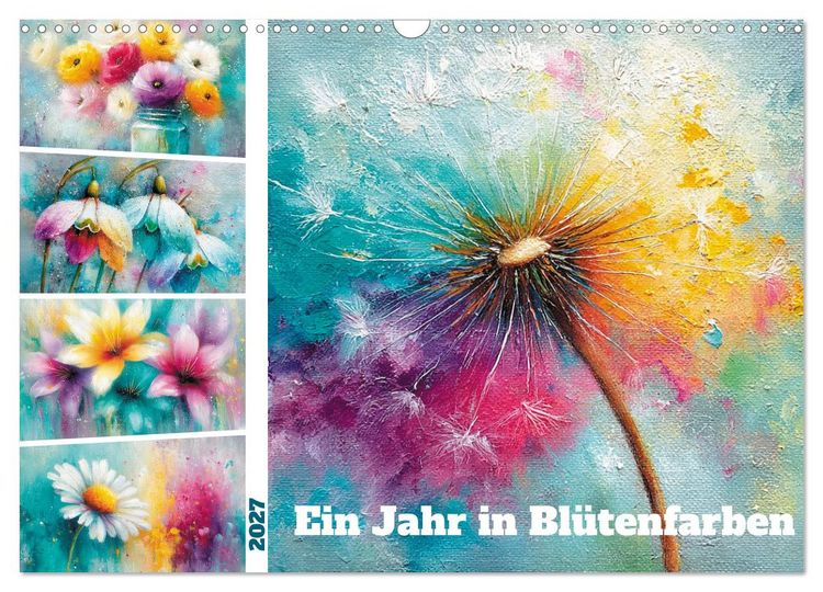 Produktbild: Ein Jahr in Bl&uuml;tenfarben (Wandkalender 2027 DIN A3 quer), CALVENDO Monatskalender