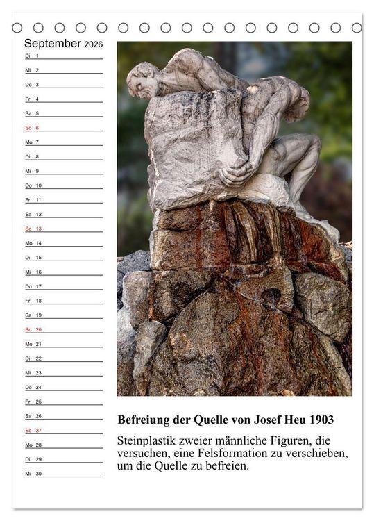 Produktbild: Brunnenkunst in Wien (Tischkalender 2026 DIN A5 hoch), CALVENDO Monatskalender