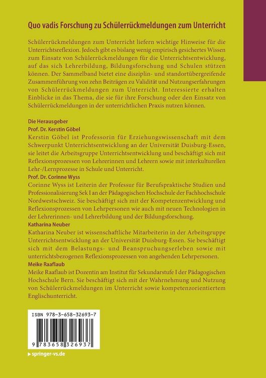 Produktbild: Quo vadis Forschung zu Sch&uuml;lerr&uuml;ckmeldungen zum Unterricht