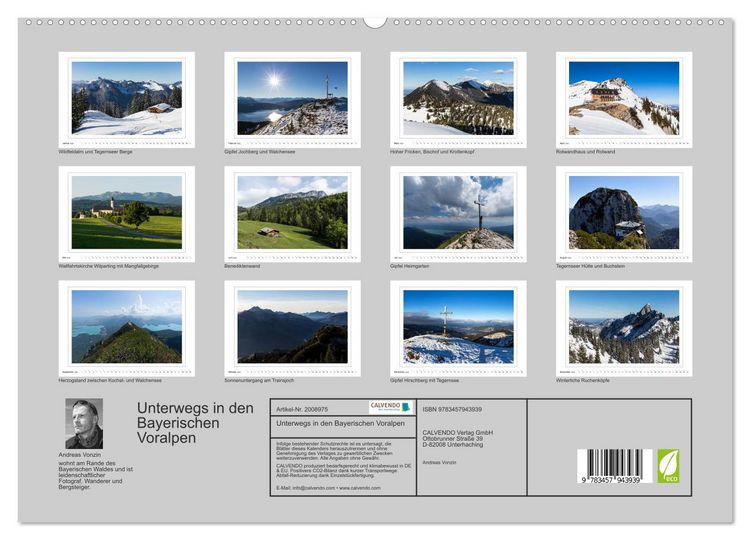 Produktbild: Unterwegs in den Bayerischen Voralpen (hochwertiger Premium Wandkalender 2026 DIN A2 quer), Kunstdruck in Hochglanz