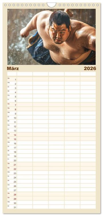 Produktbild: Familienplaner 2026 - Sumo - Japans schwere Ringer mit 5 Spalten (Wandkalender, 21 x 45 cm) CALVENDO