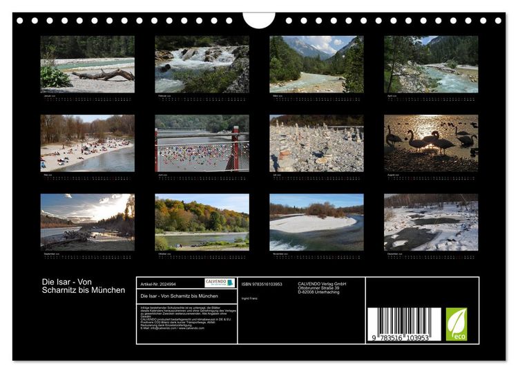 Produktbild: Die Isar - Von Scharnitz bis M&uuml;nchen (Wandkalender 2026 DIN A4 quer), CALVENDO Monatskalender