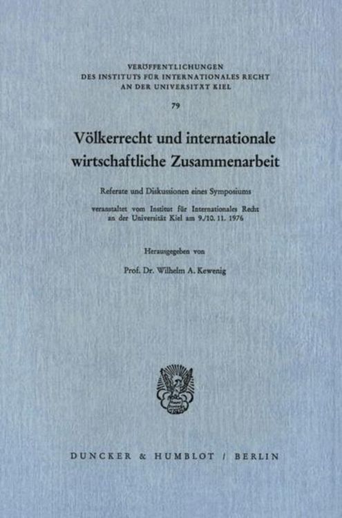 Produktbild: V&ouml;lkerrecht und internationale wirtschaftliche Zusammenarbeit.