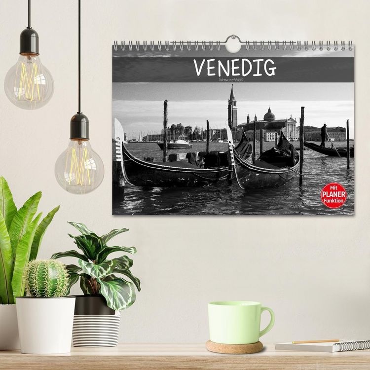 Produktbild: Venedig schwarz-wei&szlig; (Wandkalender 2026 DIN A4 quer), CALVENDO Monatskalender