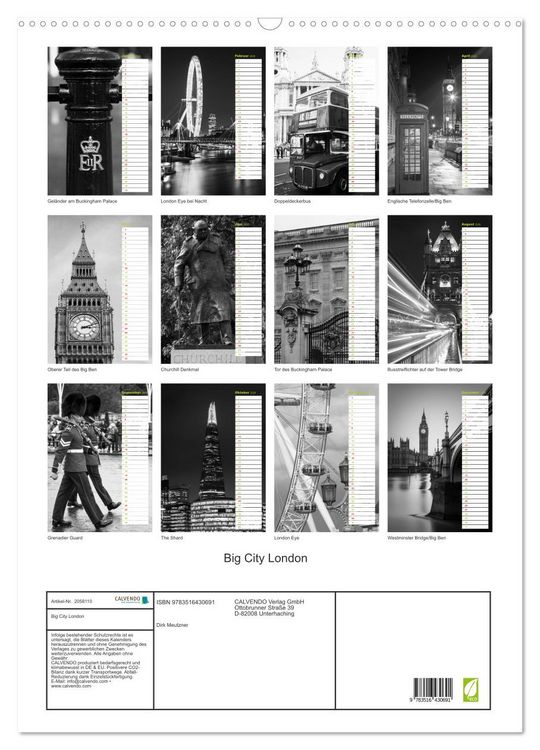 Produktbild: Big City London (Wandkalender 2026 DIN A2 hoch), CALVENDO Monatskalender