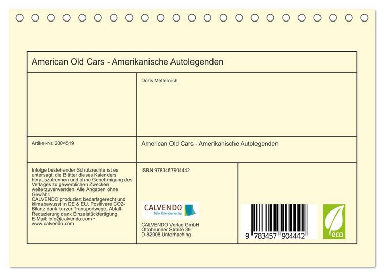 Produktbild: American Old Cars - Amerikanische Autolegenden (Tischkalender 2026 DIN A5 quer), CALVENDO Monatskalender