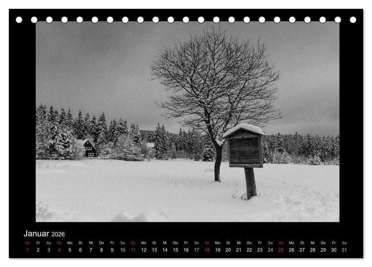 Produktbild: Harz-Bilder in monochrome (Tischkalender 2026 DIN A5 quer), CALVENDO Monatskalender