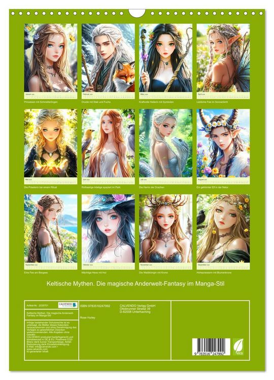 Produktbild: Keltische Mythen. Die magische Anderwelt-Fantasy im Manga-Stil (Wandkalender 2026 DIN A3 hoch), CALVENDO Monatskalender