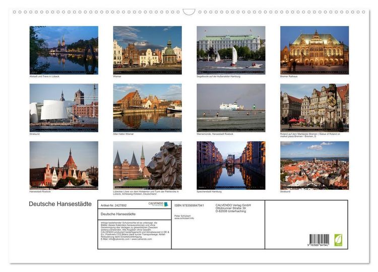 Produktbild: Deutsche Hansest&auml;dte (Wandkalender 2027 DIN A2 quer), CALVENDO Monatskalender