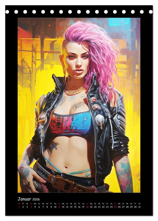 Produktbild: Cyberpunk. Futuristische Heldinnen (Tischkalender 2026 DIN A5 hoch), CALVENDO Monatskalender