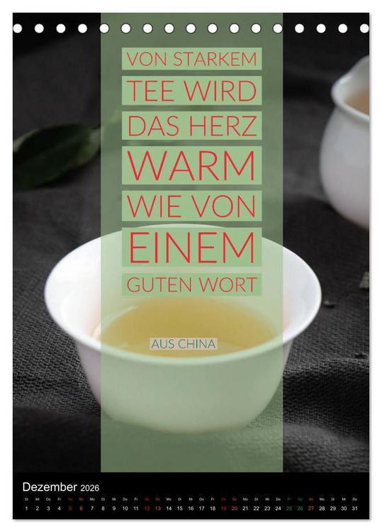 Produktbild: TEE Weisheiten und Zitate (Tischkalender 2026 DIN A5 hoch), CALVENDO Monatskalender