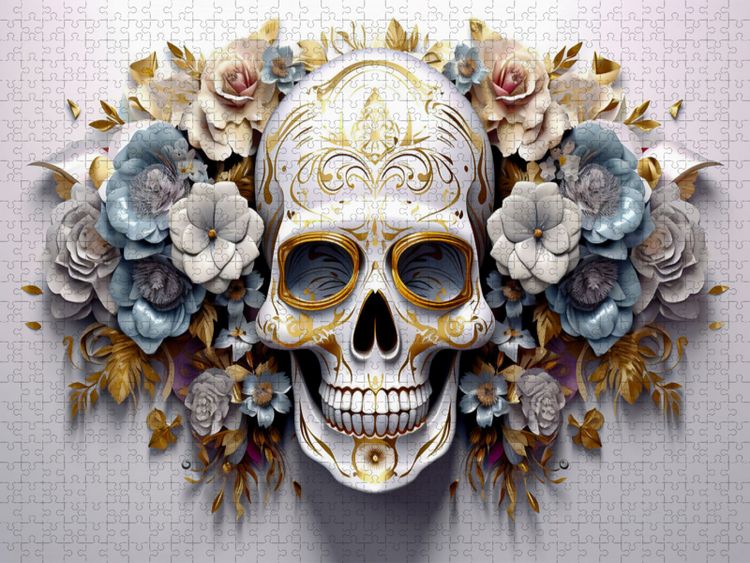Produktbild: CALVENDO Puzzle Ein Motiv aus dem Kalender Skull Flower - Totenkopf ART | 1000 Teile Lege-Gr&ouml;&szlig;e 64x48cm Foto-Puzzle f&uuml;r gl&uuml;ckliche Stunden