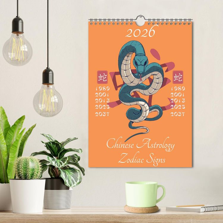 Produktbild: Chinese Astrology Zodiac Signs (Wall Calendar 2026 DIN A4 portrait), CALVENDO 12 Month Wall Calendar