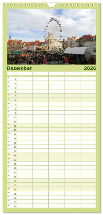 Produktbild: Familienplaner 2026 - Willkommen in ERFURT mit 5 Spalten (Wandkalender, 21 x 45 cm) CALVENDO