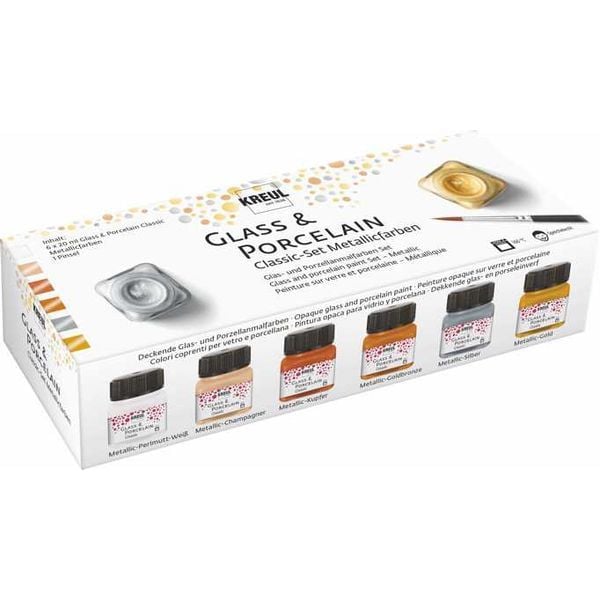 Produktbild: KREUL Glass & Porcelain Classic Metallicfarben Set, 6 x 20 ml