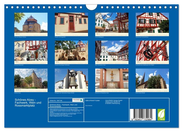 Produktbild: Sch&ouml;nes Alzey - Fachwerk, Wein und Rossmarktplatz (Wandkalender 2026 DIN A4 quer), CALVENDO Monatskalender