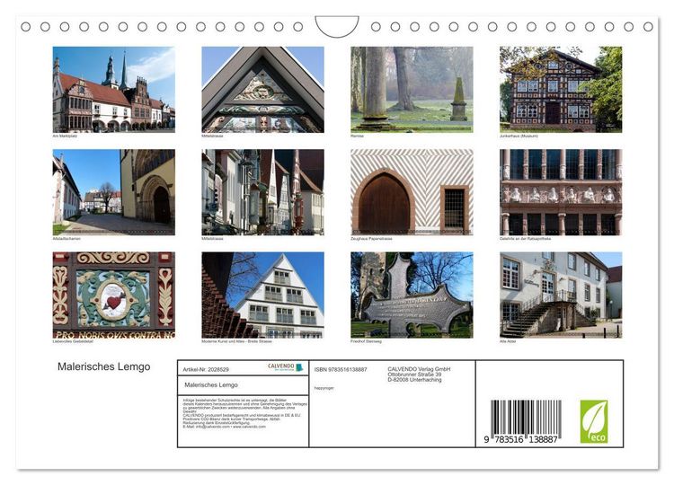 Produktbild: Malerisches Lemgo (Wandkalender 2026 DIN A4 quer), CALVENDO Monatskalender
