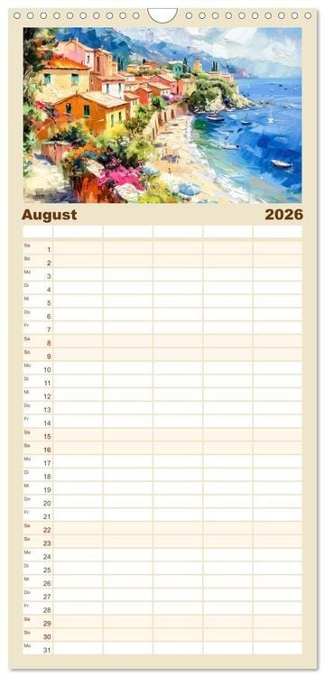 Produktbild: Familienplaner 2026 - Mediterrane Landschaften mit 5 Spalten (Wandkalender, 21 x 45 cm) CALVENDO