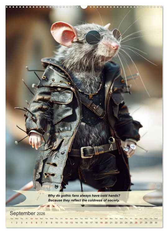 Produktbild: Funny animals in gothic style (High Quality Premium Wall Calendar 2026 DIN A2 portrait),CALVENDO 12 Month Wall Calendar