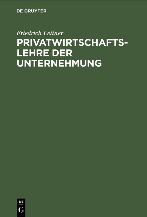 Produktbild: Privatwirtschaftslehre der Unternehmung