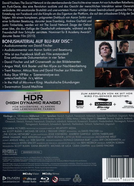 Produktbild: The Social Network - Limited Steelbook (4K Ultra HD) (+ Blu-ray) (+ Bonus-Blu-ray)
