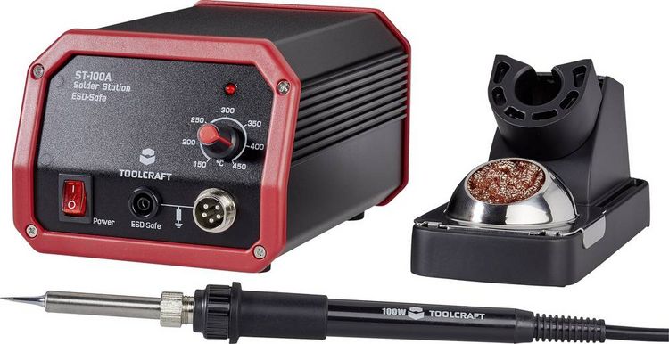 Produktbild: TOOLCRAFT ST-100A L&ouml;tstation analog 100W 150 - 450&deg;C inkl. L&ouml;tspitze