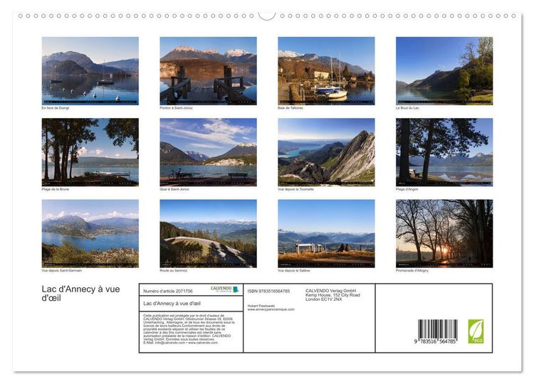 Produktbild: Lac d'Annecy &agrave; vue d'&oelig;il (Calendrier mural 2026 DIN A2 vertical) calendrier de bureau