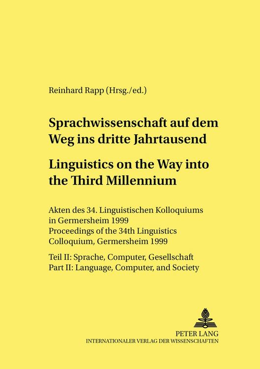 Produktbild: Sprachwissenschaft auf dem Weg in das dritte Jahrtausend / Linguistics on the Way into the Third Millennium