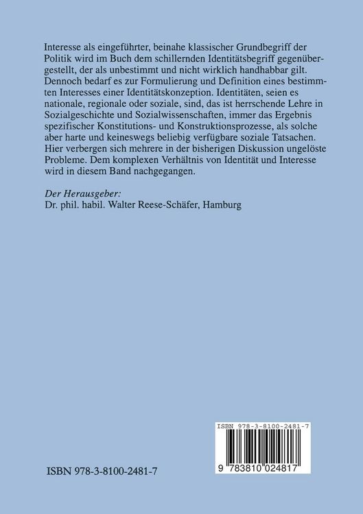 Produktbild: Identit&auml;t und Interesse