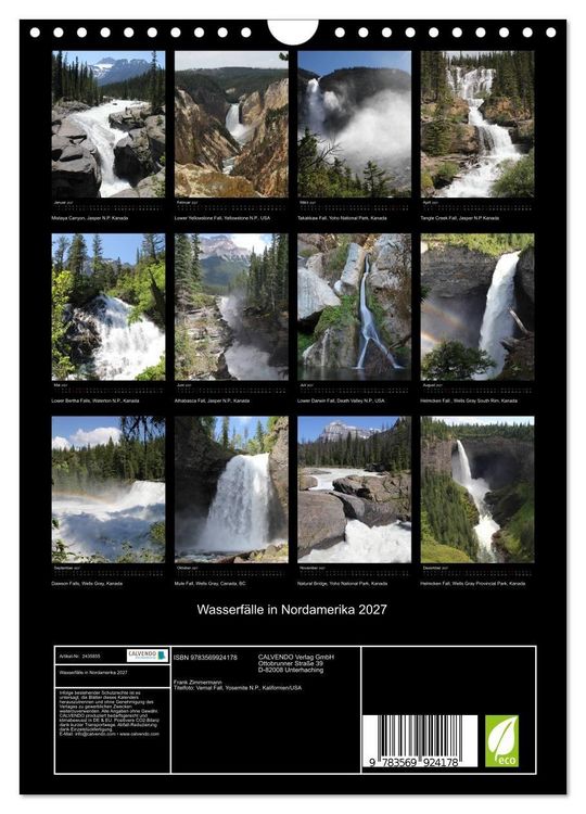 Produktbild: Wasserf&auml;lle in Nordamerika 2027 (Wandkalender 2027 DIN A4 hoch), CALVENDO Monatskalender