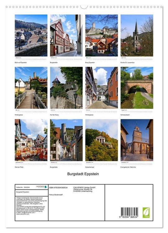 Produktbild: Burgstadt Eppstein (hochwertiger Premium Wandkalender 2027 DIN A2 hoch), Kunstdruck in Hochglanz