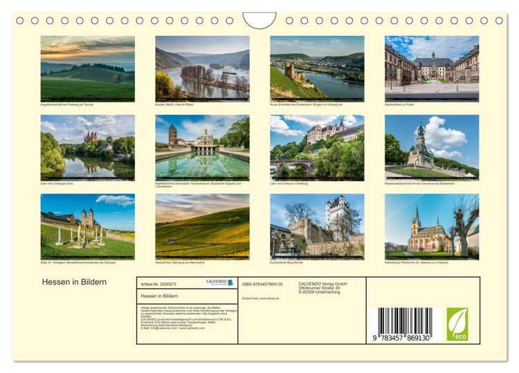 Produktbild: Hessen in Bildern (Wandkalender 2026 DIN A4 quer), CALVENDO Monatskalender