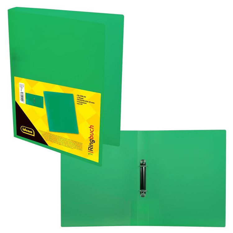 Produktbild: Idena Ringbuch PP 2 Ringe 35mm transluzent gr&uuml;n DIN A4