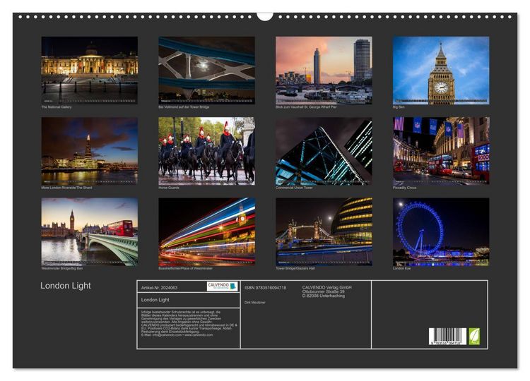 Produktbild: London Light (Wandkalender 2026 DIN A2 quer), CALVENDO Monatskalender