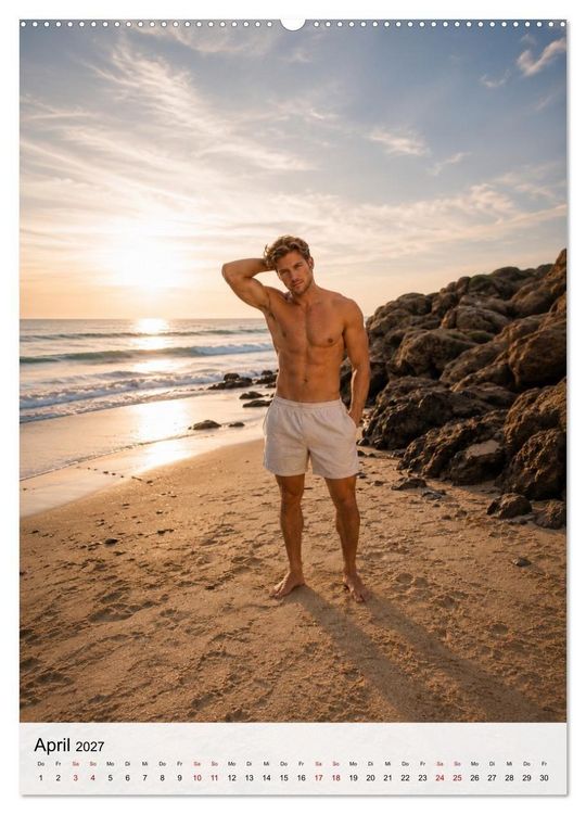 Produktbild: Golden Beach Men - Sinnliche Strandmomente (Wandkalender 2027 DIN A2 hoch), CALVENDO Monatskalender