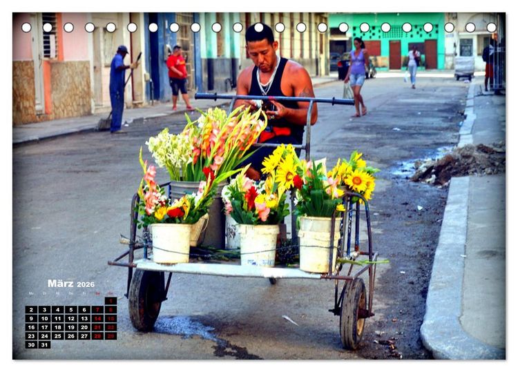 Produktbild: Bl&uuml;hendes Havanna - Blumenh&auml;ndler in der kubanischen Hauptstadt (Tischkalender 2026 DIN A5 quer), CALVENDO Monatskalender