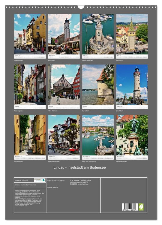 Produktbild: Lindau - Inselstadt am Bodensee (Wandkalender 2026 DIN A2 hoch), CALVENDO Monatskalender