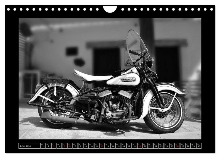 Produktbild: Harley Davidson WLA 750 in Schwarzweiss (Wandkalender 2026 DIN A4 quer), CALVENDO Monatskalender